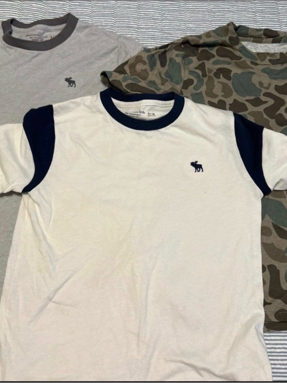 Abercrombie Kids White & Navy Ringer Tee